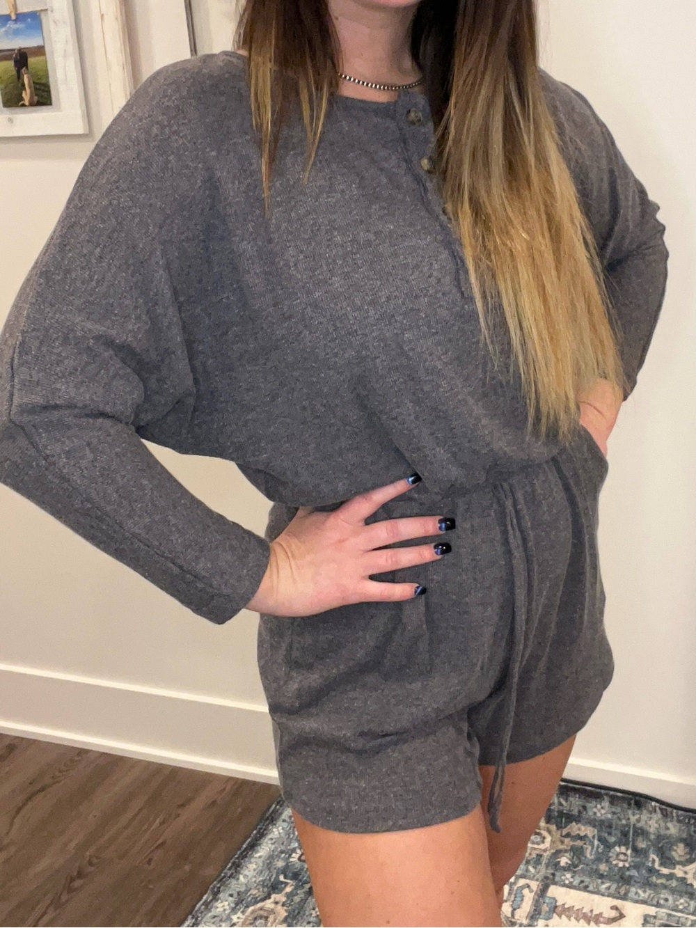 Cozy Gray Knit Romper